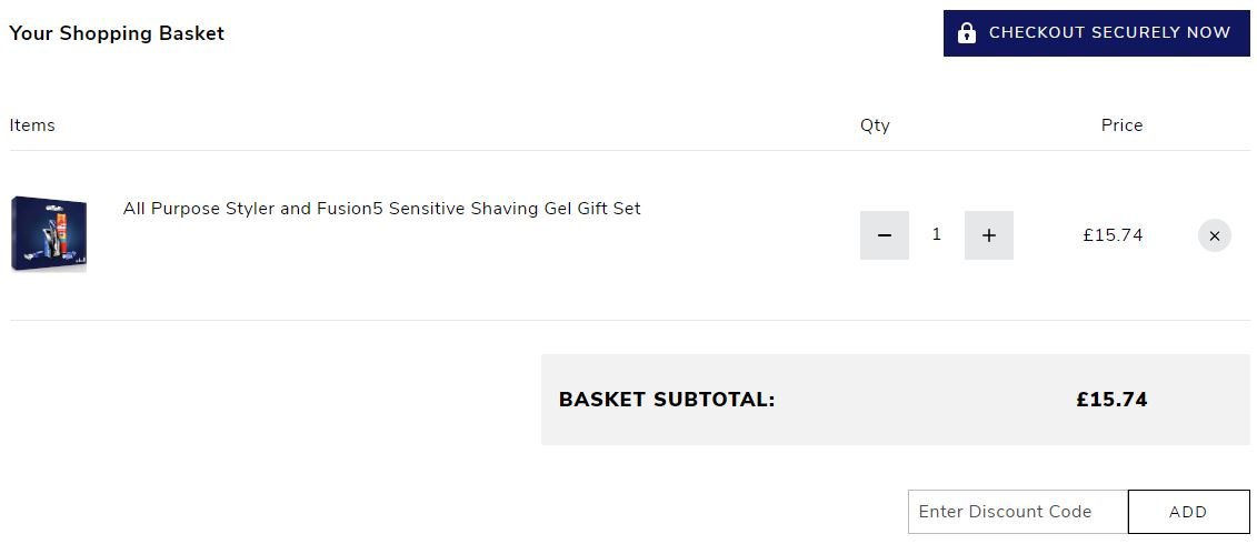 Gillette discount code redemption box